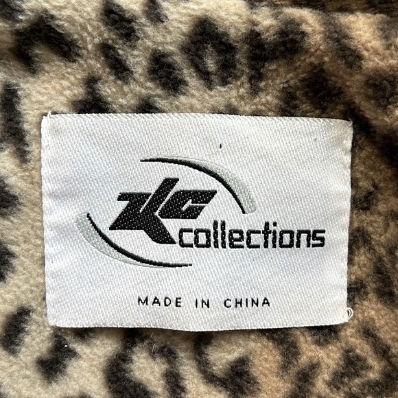 KC Collections Denim Blue Quilted Jacket Leopard Print Lining Zip Up Size 6X - Picture 8 of 11